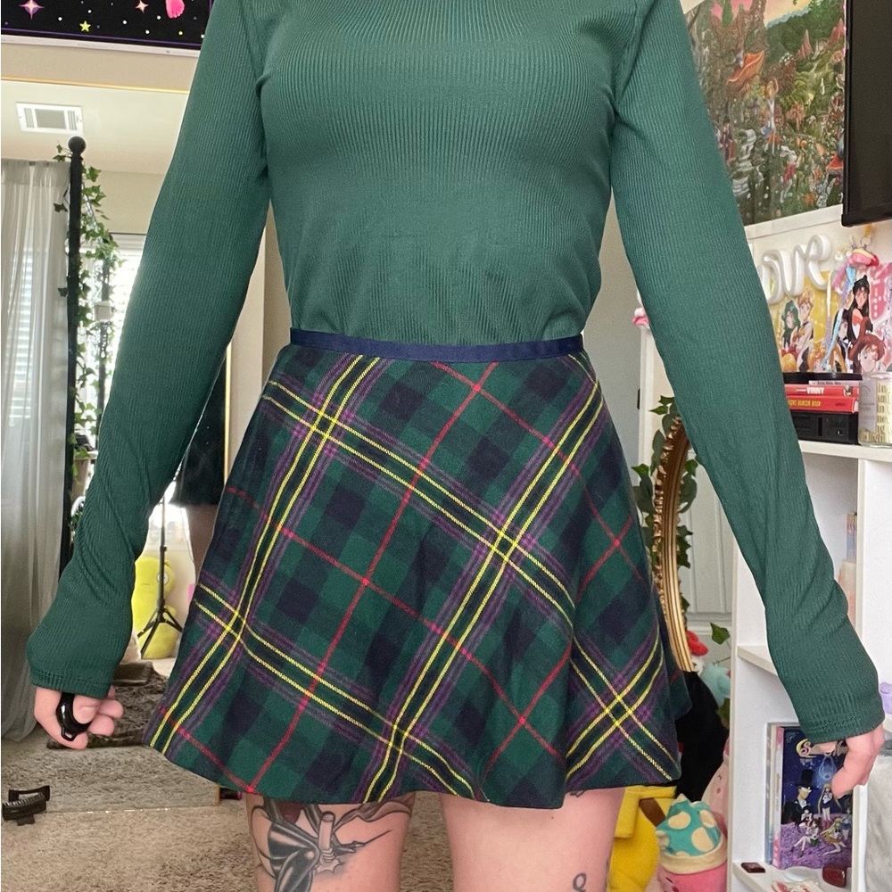 Ralph Lauren kids size 7 plaid blue green skirt also fit womens extra small